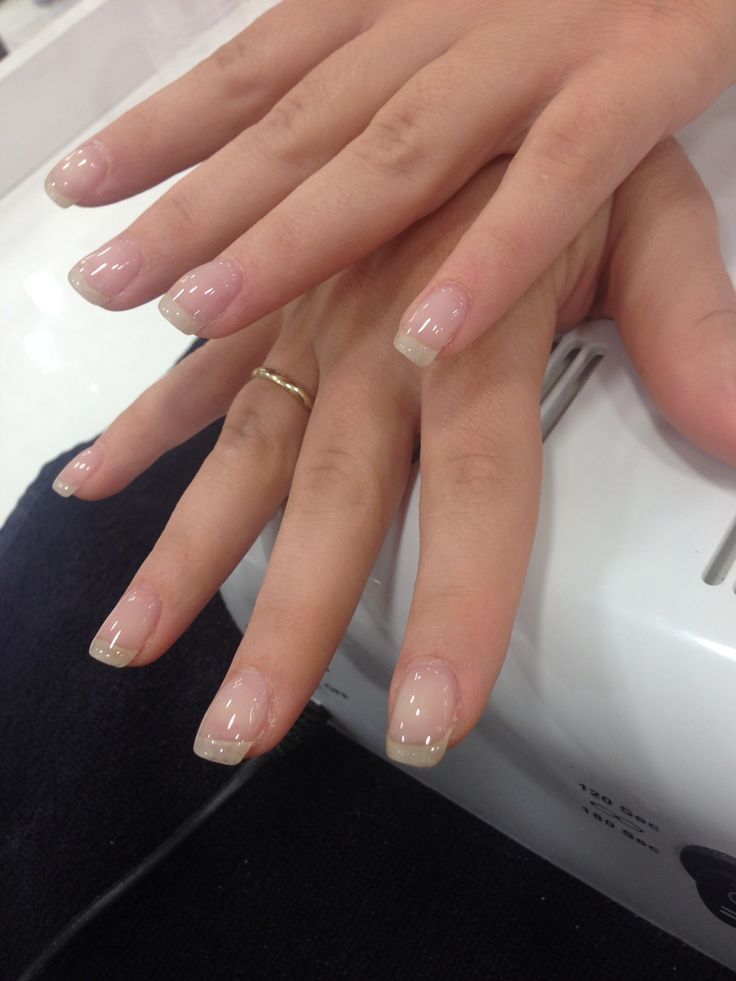 Sophisticated Soft Nude Nail Design with Subtle French Tips for Versatile Elegance.