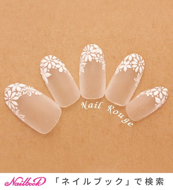 Elegant Floral Nail Design with Soft Matte Finish for Sophisticated Style.