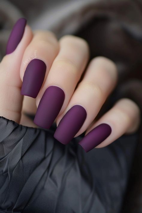 Sophisticated Deep Purple Matte Nails: A Striking Look for Any Occasion