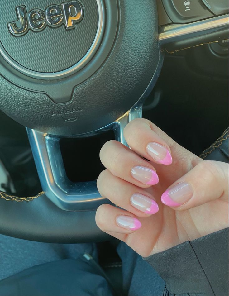 Chic Modern French Tip Nail Design with Soft Pink Tips