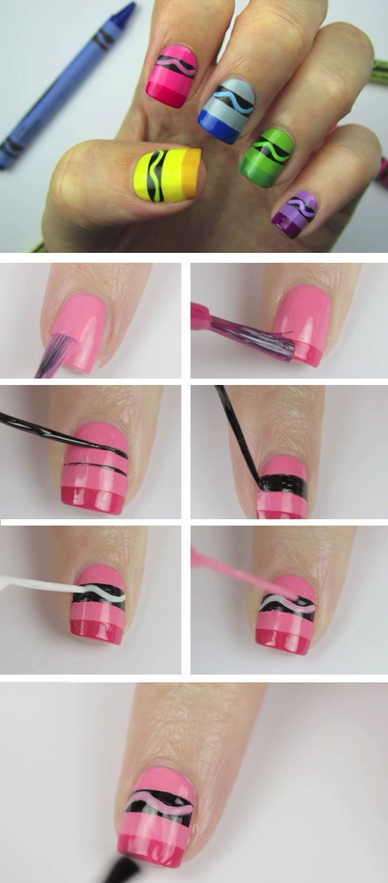 Vibrant Striped Nail Design: A Step-by-Step Guide to Layered Patterns.