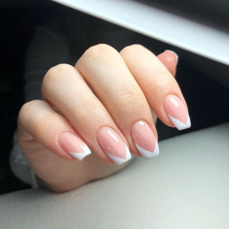 Stylish Chic Nail Design: Elegant Nude Base with Striking White Tips