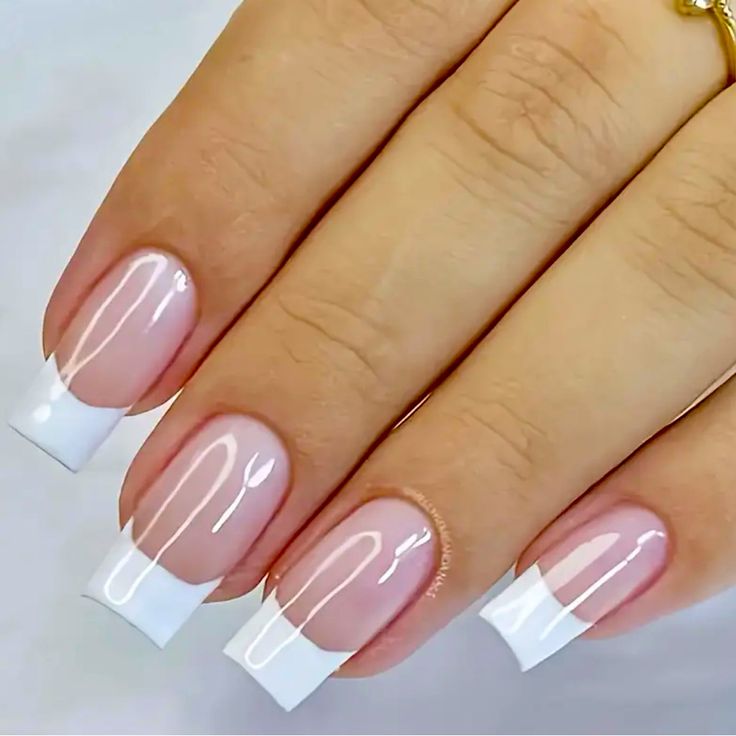 Timeless Elegance: Classic French Manicure with Soft Nude Base and White Tips