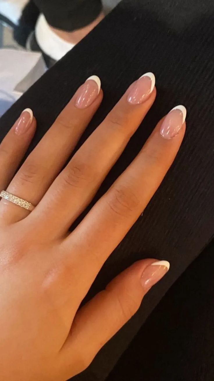 Timeless Elegant French Tip Manicure with Soft Nude Base and Classic White Tips