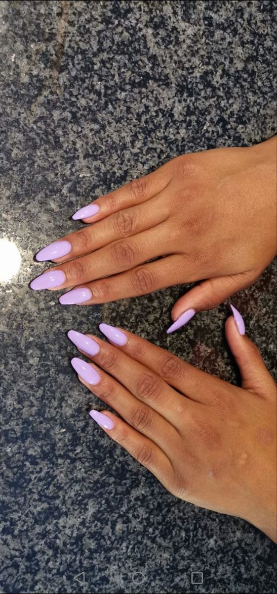 Elegant Almond-Shaped Lavender Nails: A Trendy Blend of Chic and Playful Sophistication