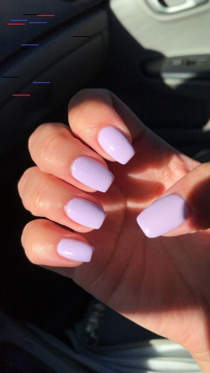 Chic Lavender Nails: Smooth, Glossy Finish with a Modern Squared Shape for Any Occasion.