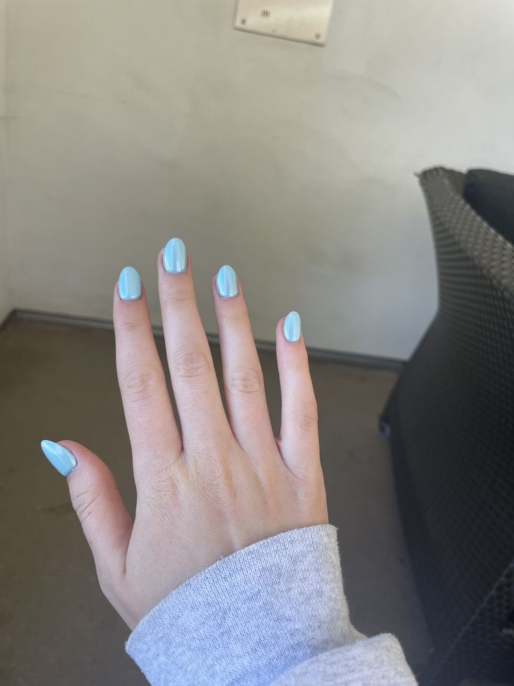 Elegant Pastel Blue Nail Design for a Fresh Summer Vibe.