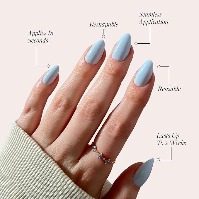 Chic Almond-Shaped Light Blue Nails for Effortless Elegance