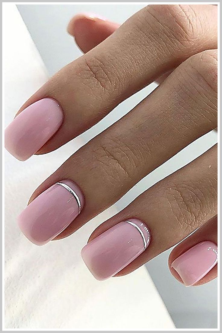 Sophisticated Elegant Pink Gradient Nail Design with Silver Accents