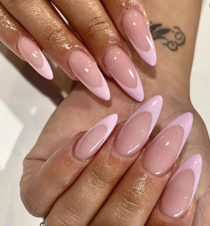 Chic Almond-Shaped Nails with Soft Pink Gradient for Sophisticated Elegance.