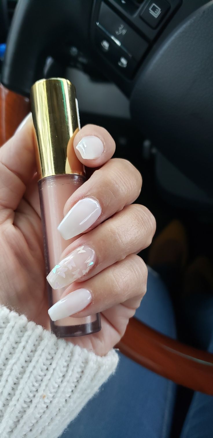 Elegant Versatile Nail Design with Classic White and Iridescent Glossy Tips