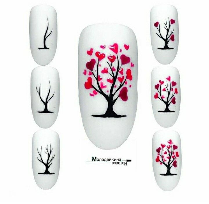 Whimsical Tree Nail Design: A Playful Expression of Love and Creativity.