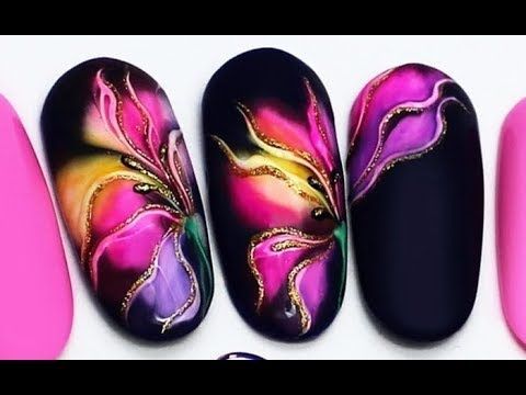 Vibrant Floral Nail Designs with Intricate Details and Sophisticated Matte Background.