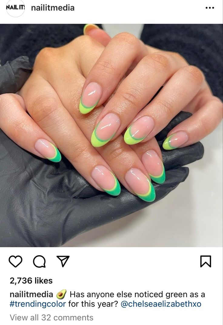 Vibrant Neon Green French Tips: A Modern Twist on Classic Nail Design