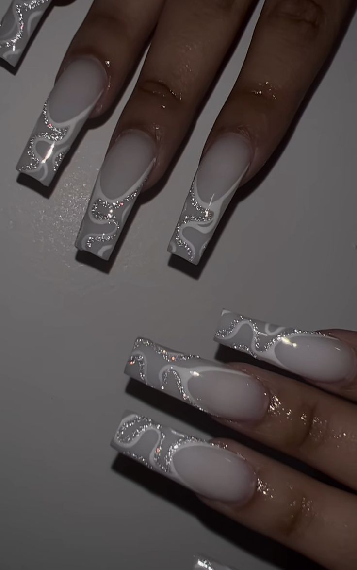 Chic Glossy White and Clear Nail Art: Elegance Meets Modern Design