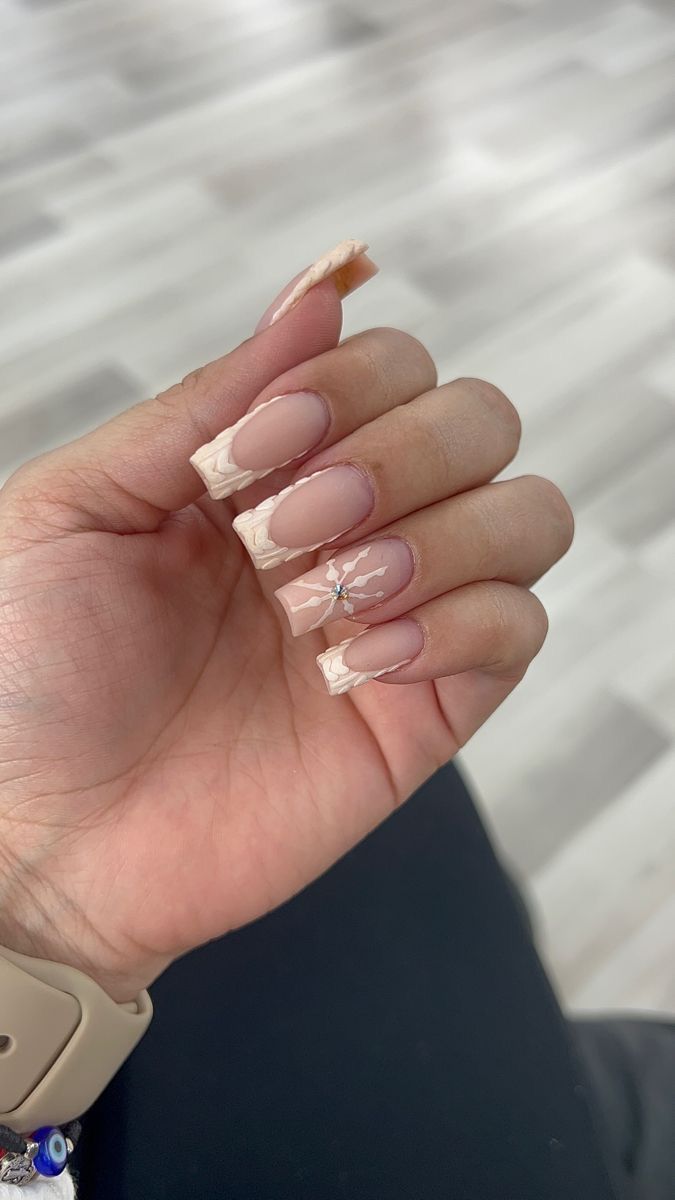 Elegant Ombre Nail Design with Elongated Tips and Subtle Sparkle