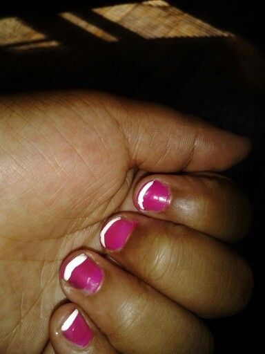 Pink Nails With Dark Pink Tips