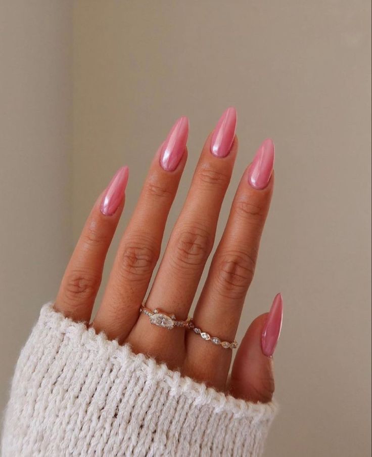 Chic Elongated Nails in Soft Pink: A Sophisticated Look for Any Occasion.