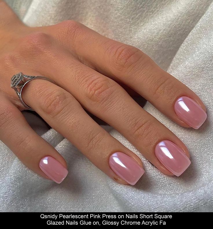 Chic Glossy Pearlescent Pink Nails: A Sophisticated Manicure for Every Occasion