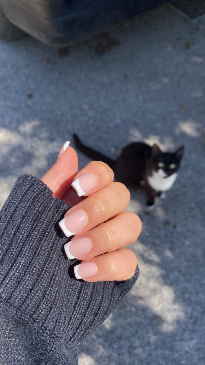 Timeless Elegant French Manicure: Soft Nude Base with Crisp White Tips