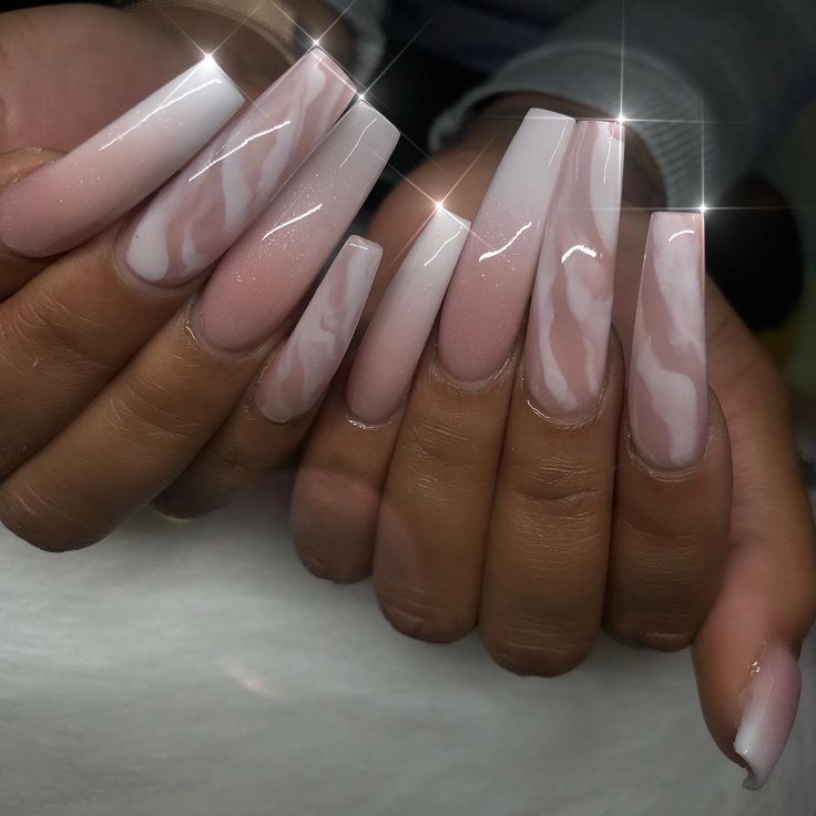 Elegant Gradient Long Nails with Sparkling Details.