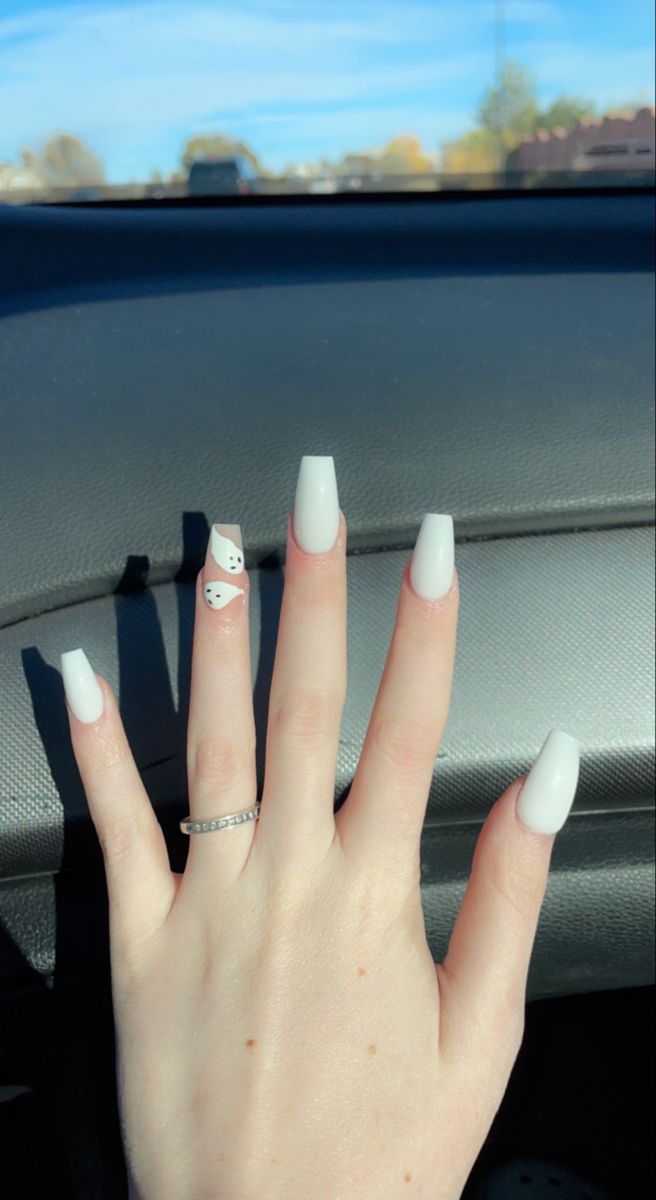 Chic Elegant White Nails with Modern Black and White Accents