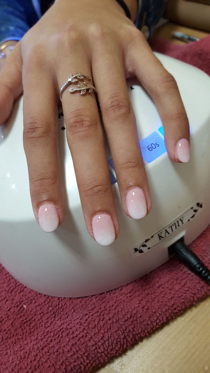 Chic Ombre Nail Design with Pink-Gradient and Glossy Finish