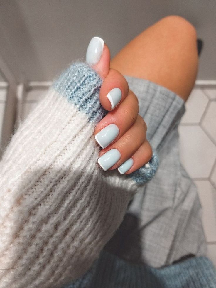 Elegant Light Blue Nail Design for a Chic, Cozy Look