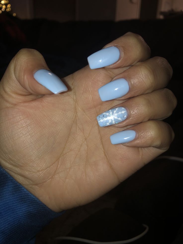 Elegant Chic Light Blue Nail Design with Frosty Accent for Any Occasion