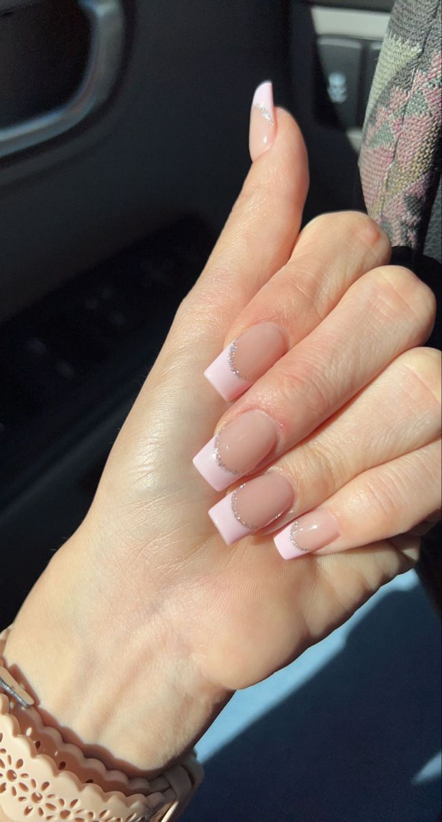 Chic French Tip Ombre Nails with Sparkling Elegance for Any Occasion