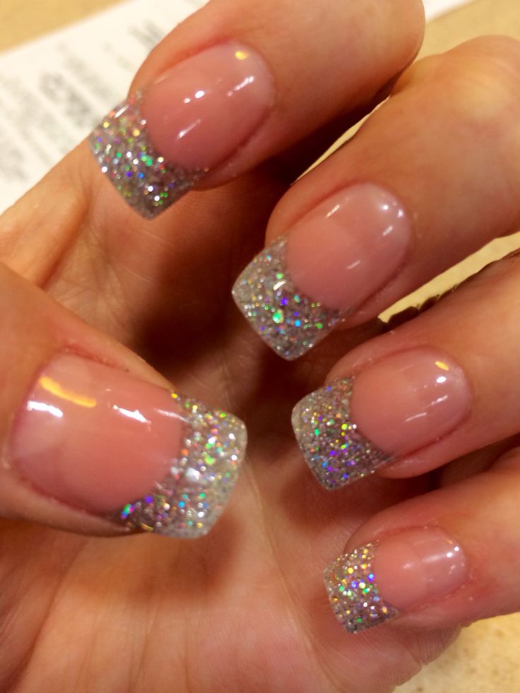 Elegant Soft Pink Glitter Tip French Manicure: Versatile Glam for Any Occasion