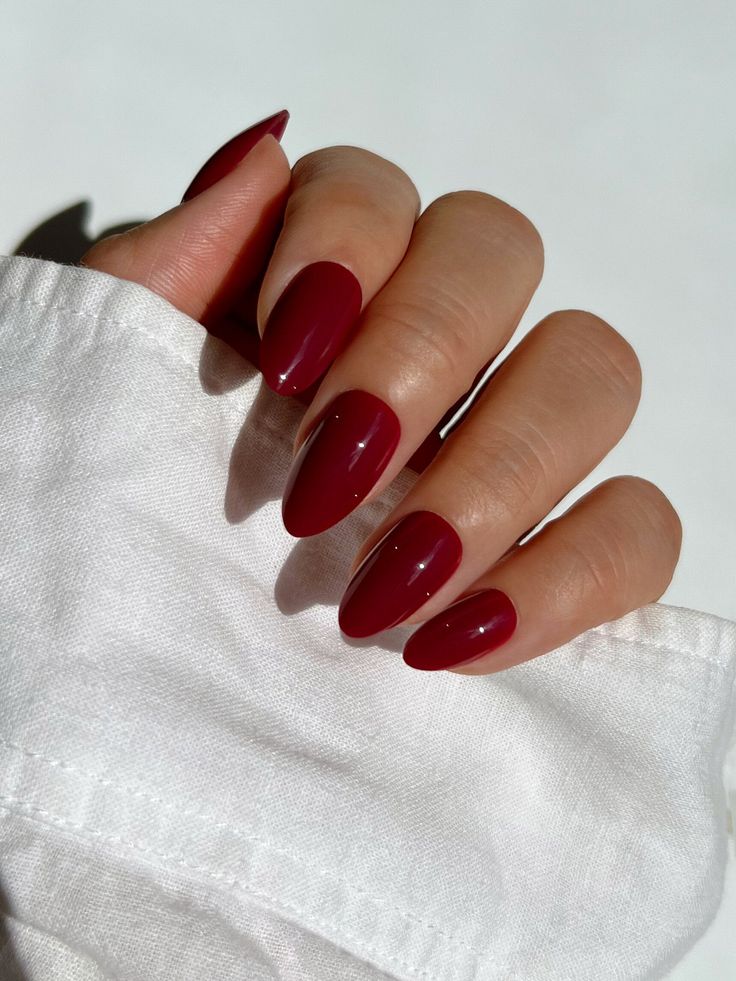 Sophisticated Burgundy Almond-Shaped Nails: A Timeless Statement in Style