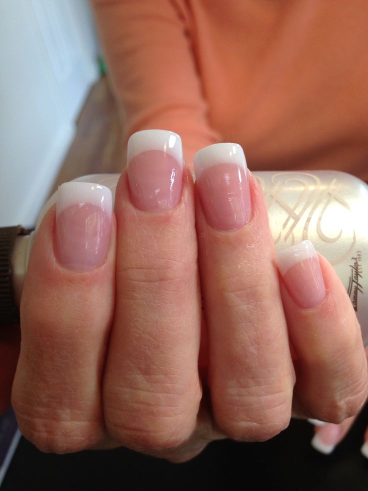 Timeless Elegance: Classic French Manicure with Glossy White Tips and Soft Pink Base