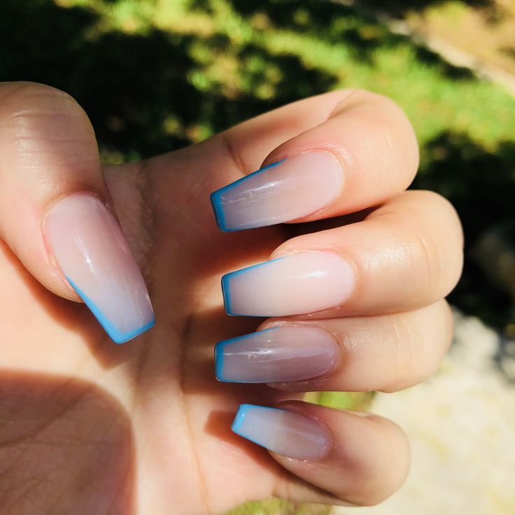 Versatile Ombre Nail Design: Elegant Nude to Vibrant Blue Gradient