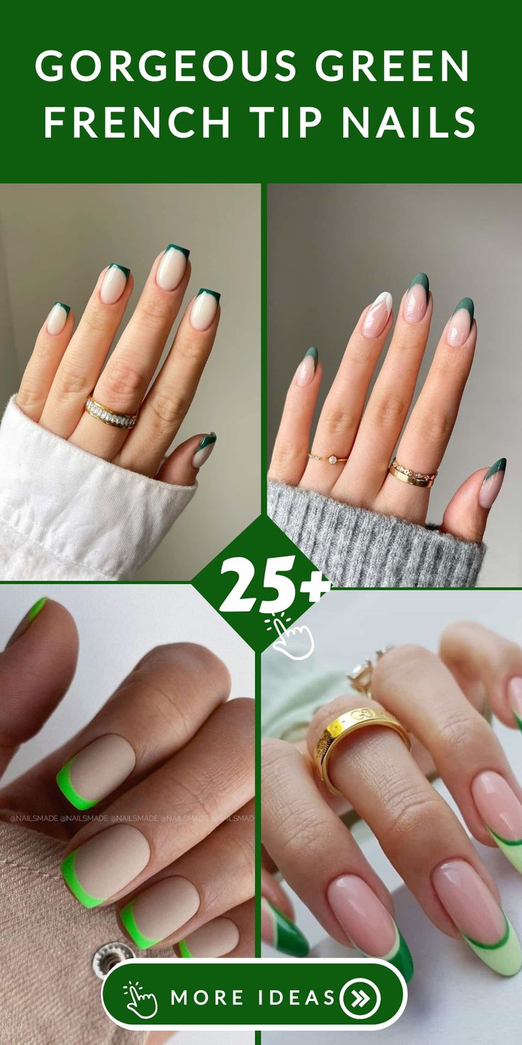 Chic Green French Tip Nails: A Playful and Sophisticated Twist on Tradition.