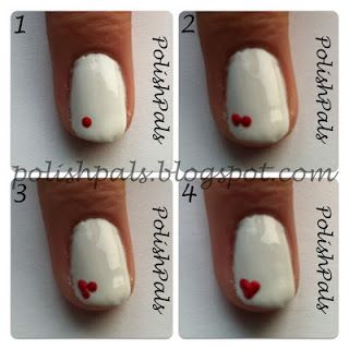 Charming Red Heart Nail Art on a Crisp White Base