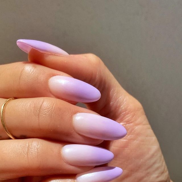 Chic Ombre Lavender Nail Design with Elegant Almond Tips