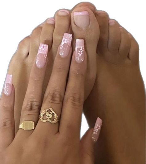 Chic Elegant Soft Pink Nail Design with Glossy Finish and Harmonious Pedicure.