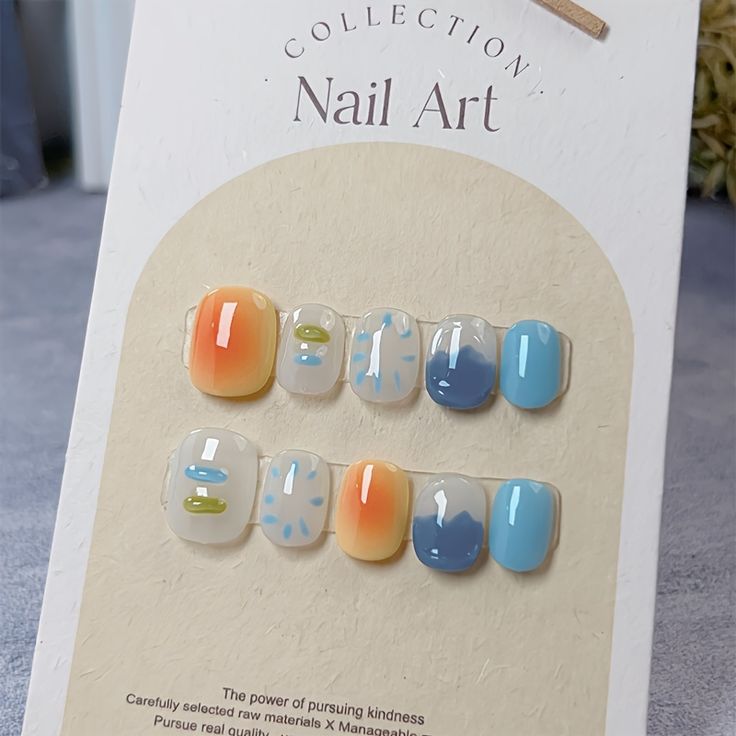 Vibrant Nail Art Showcase: A Fusion of Warm and Cool Tones.