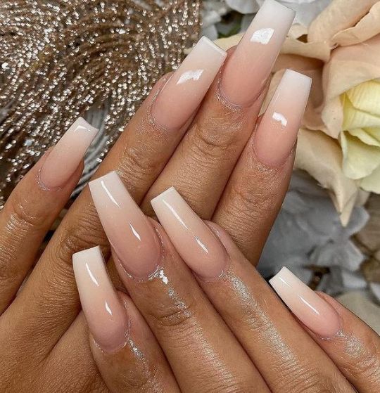 Chic Ombre Nails: Smooth Nude to White Gradient for Any Occasion