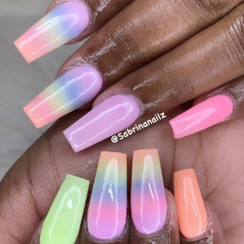 Vibrant Pastel Gradient Nails: A Perfect Blend of Playful Elegance.