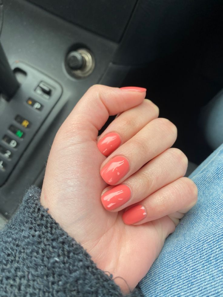 Chic Coral Nail Design: A Glossy, Modern Touch for Any Occasion