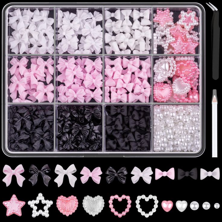 Charming Nail Decoration Kit with Diverse Embellishments for Unique Manicures.