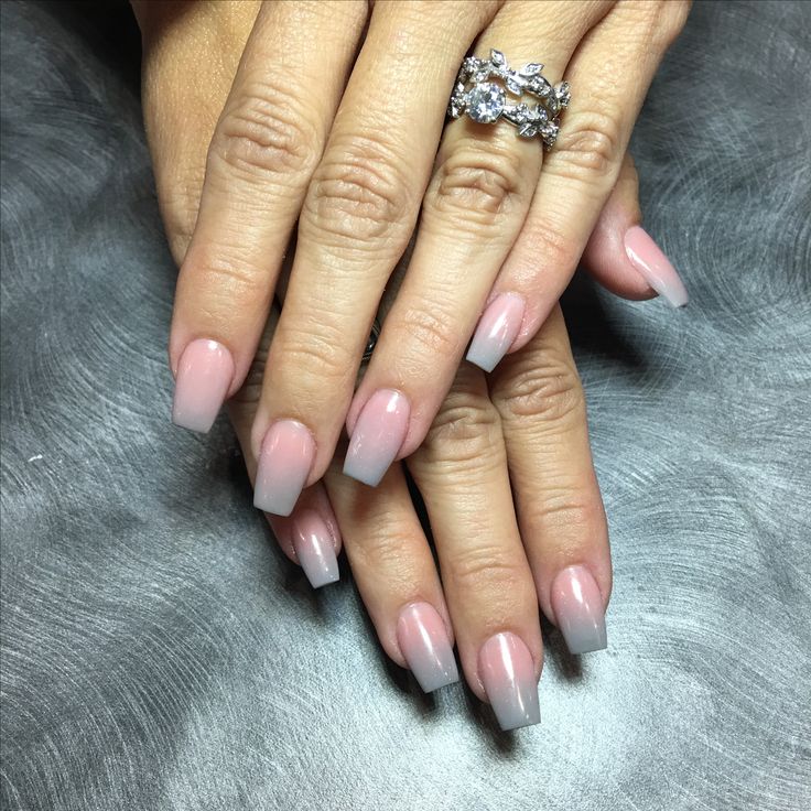 Pink Nails With Grey Tips