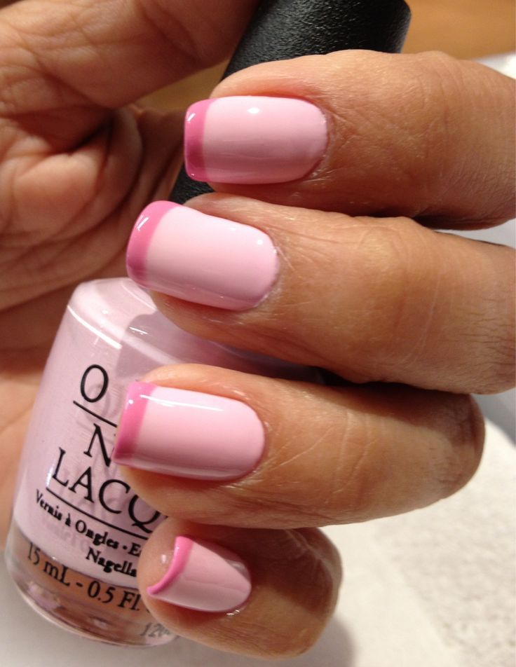 Chic Pink Nail Design with Glossy Base and Elegant French Tips.