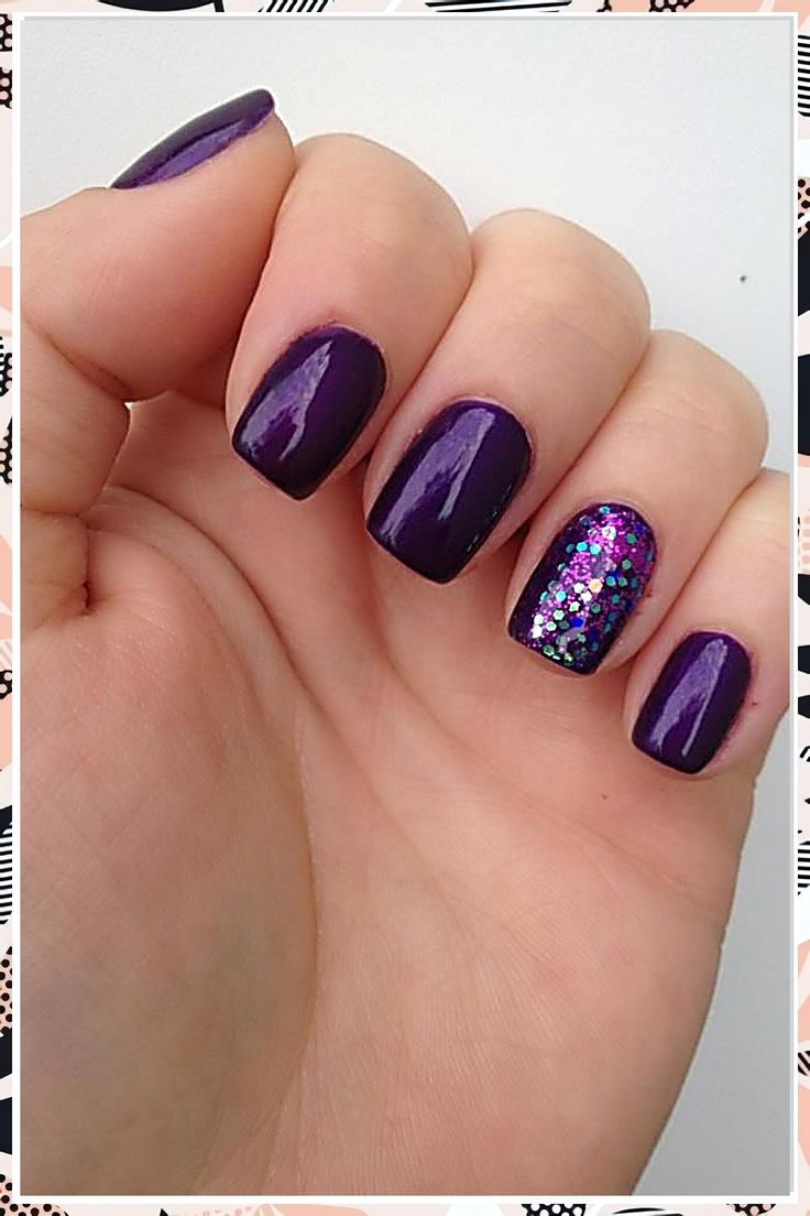 Bold and Stylish Vibrant Purple Nails with Glitter Accent for Any Occasion