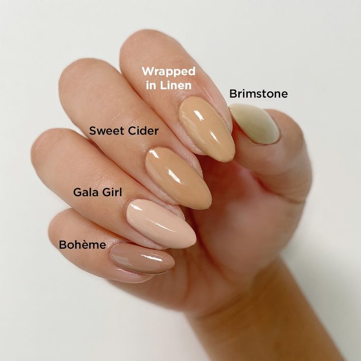 Elegant Almond Nail Design in Neutral Earthy Tones for a Chic Aesthetic.