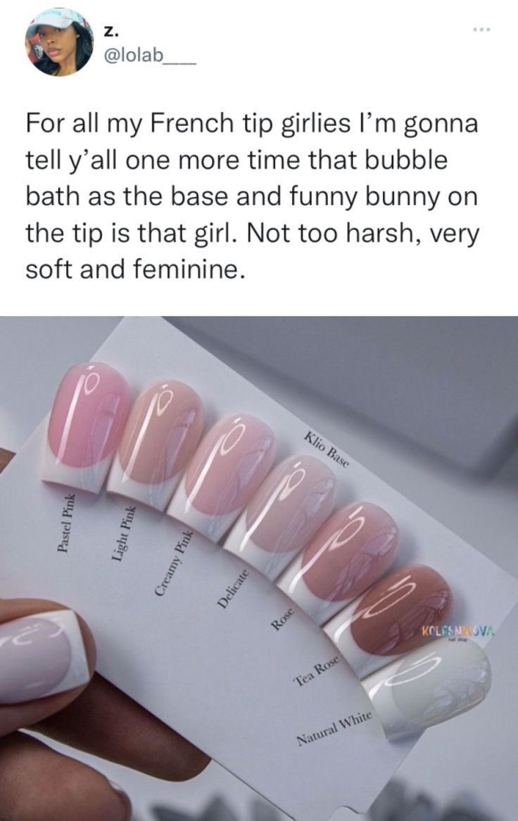 Delicate French Tip Nail Design: Soft Bubble Bath Base with Playful Bunny Tips.