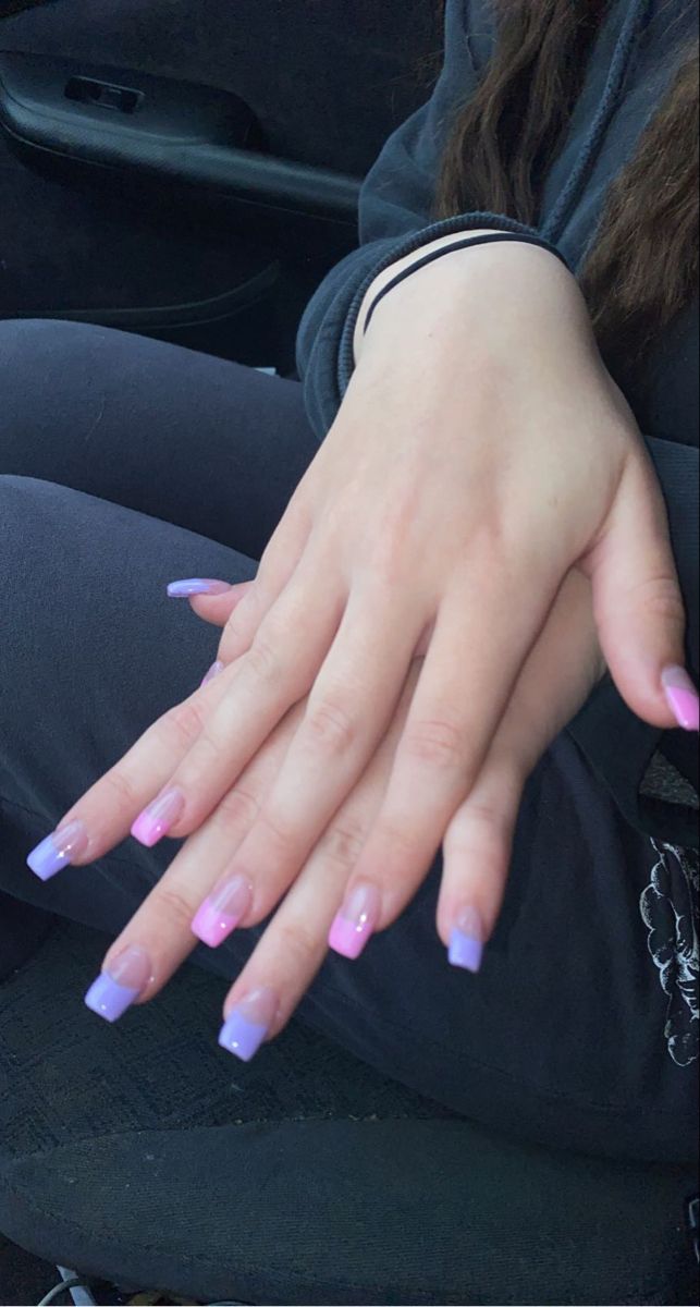 Chic Ombre Nail Design: Pastel Pink and Purple for a Playful, Elegant Look.