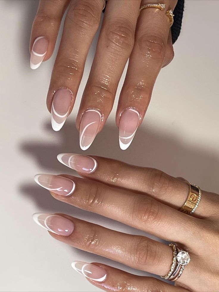 Sophisticated French Tip Nail Design with Artistic Flair and Contemporary Elegance.